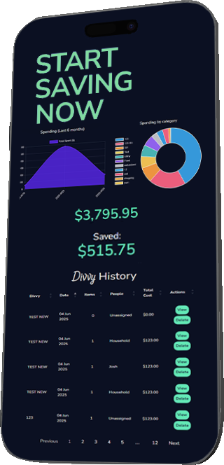 DivvyItUp Dashboard - Track your spending easily